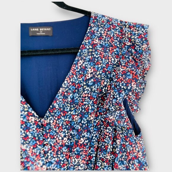 Lane Bryant Floral Maxi Lined Tiered Button Front Floral Flutter Dress 16P Plus - Picture 4 of 11